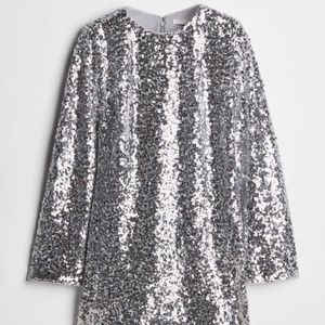 H&M Short Sequin Silver Mini Dress